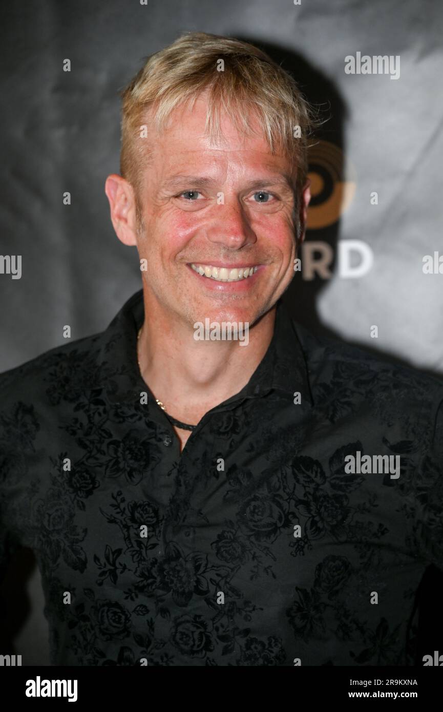 Riverside Studios, London, UK. 27th June, 2023. Tobias Heinze of the Peloton Instructor attends the Press night of Tarantino Live: Fox Force Five and the Tyranny of Evil Men at Riverside Studios Credit: See Li/Picture Capital/Alamy Live News Stock Photo