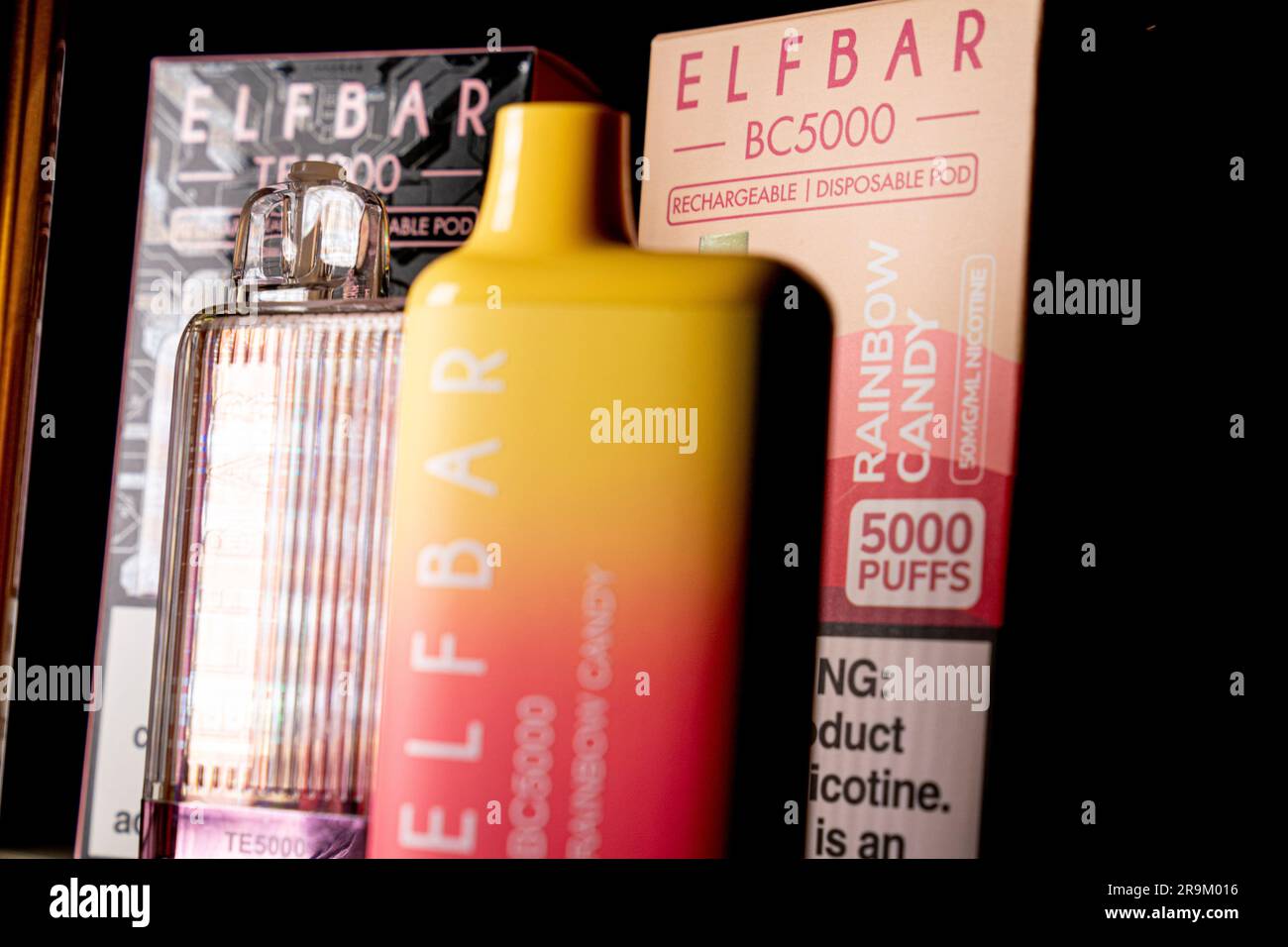 Elf Bar disposable vaping pod devices are displayed, Monday, June 26, 2023,  in Washington. The number of electronic cigarette devices sold in the U.S.  has nearly tripled since 2020, driven almost entirely
