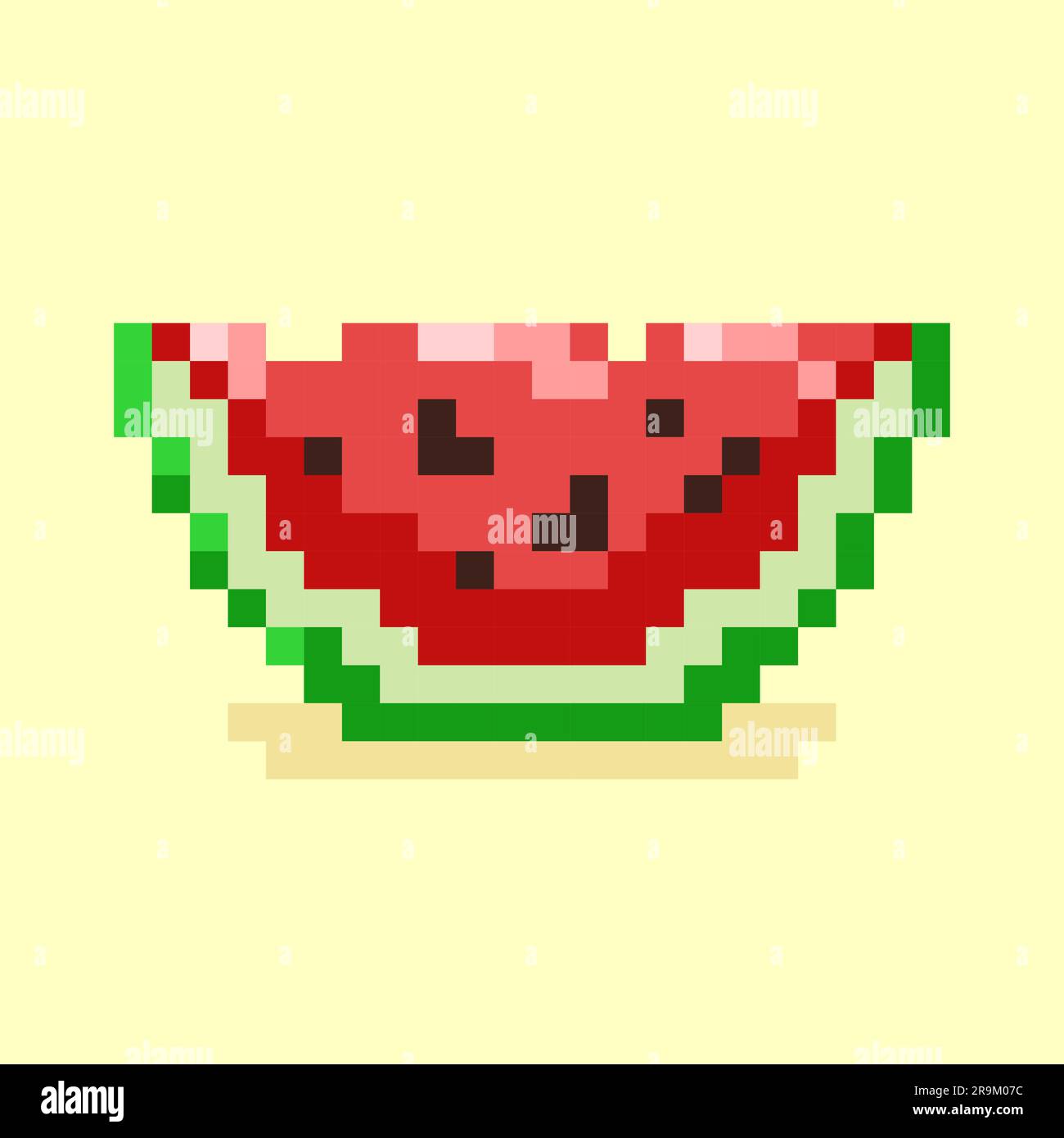 Pixel art watermelon icon, 32X32 vector illustration on a white