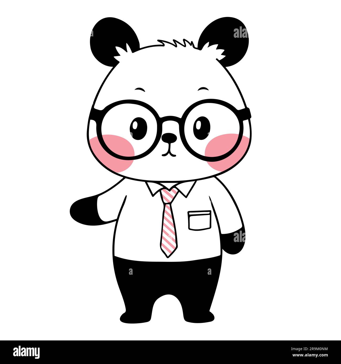 Vector illustration of an adorable panda bear wearing human clothes, showcasing a delightful blend of cuteness and anthropomorphism in artistic detail Stock Vector