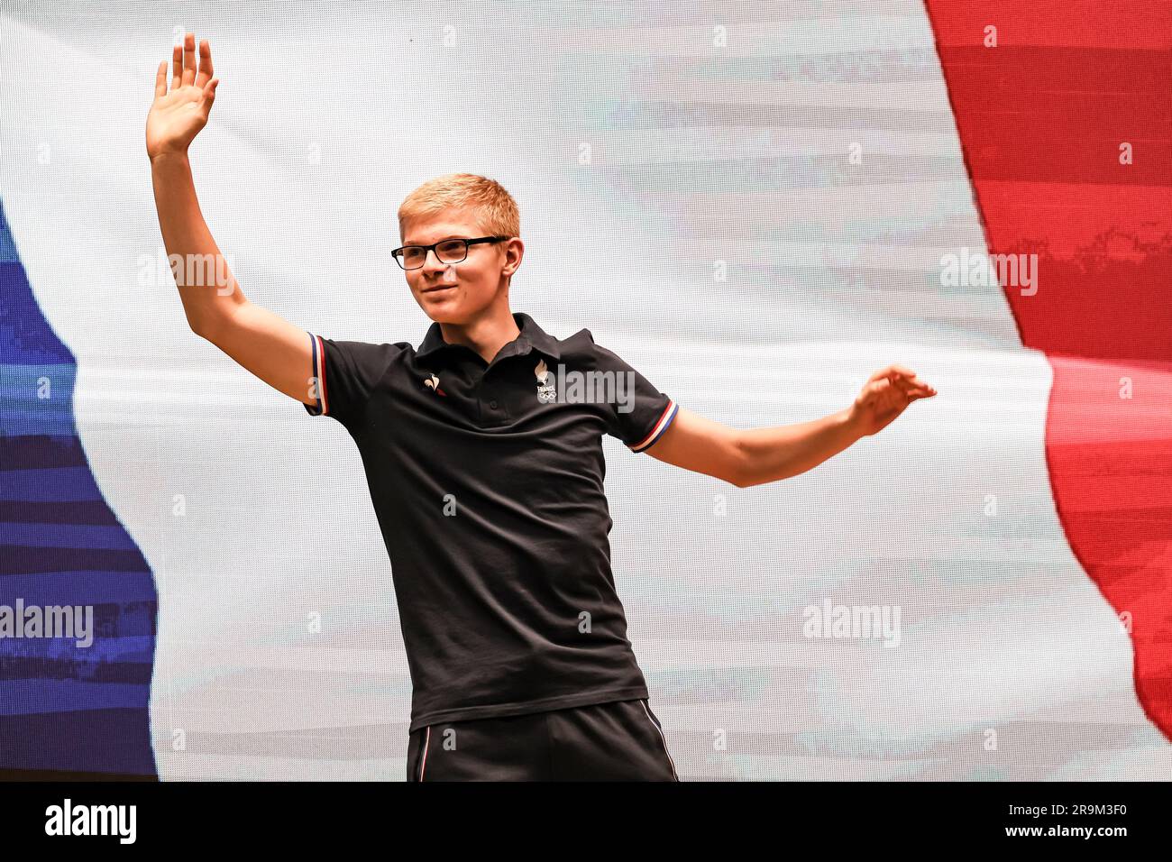 Krakow, Poland. 27th June, 2023. LEBRUN Felix of France receives his