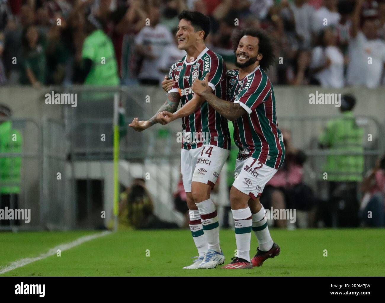 Andre of Brazil's Fluminense heads the ball during a Copa Libertadores  Group D soccer match against Peru's Sporting Cristal at Maracana stadium in  Rio de Janeiro, Brazil, Tuesday, June 27, 2023. (AP