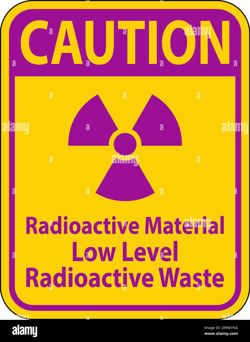 Caution Sign Radioactive Materials, Low Level Radioactive Waste Stock