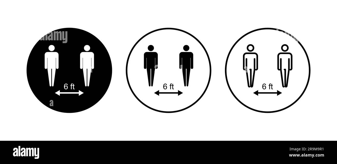 Social distance icon set. social distancing icon. self quarantine sign ...