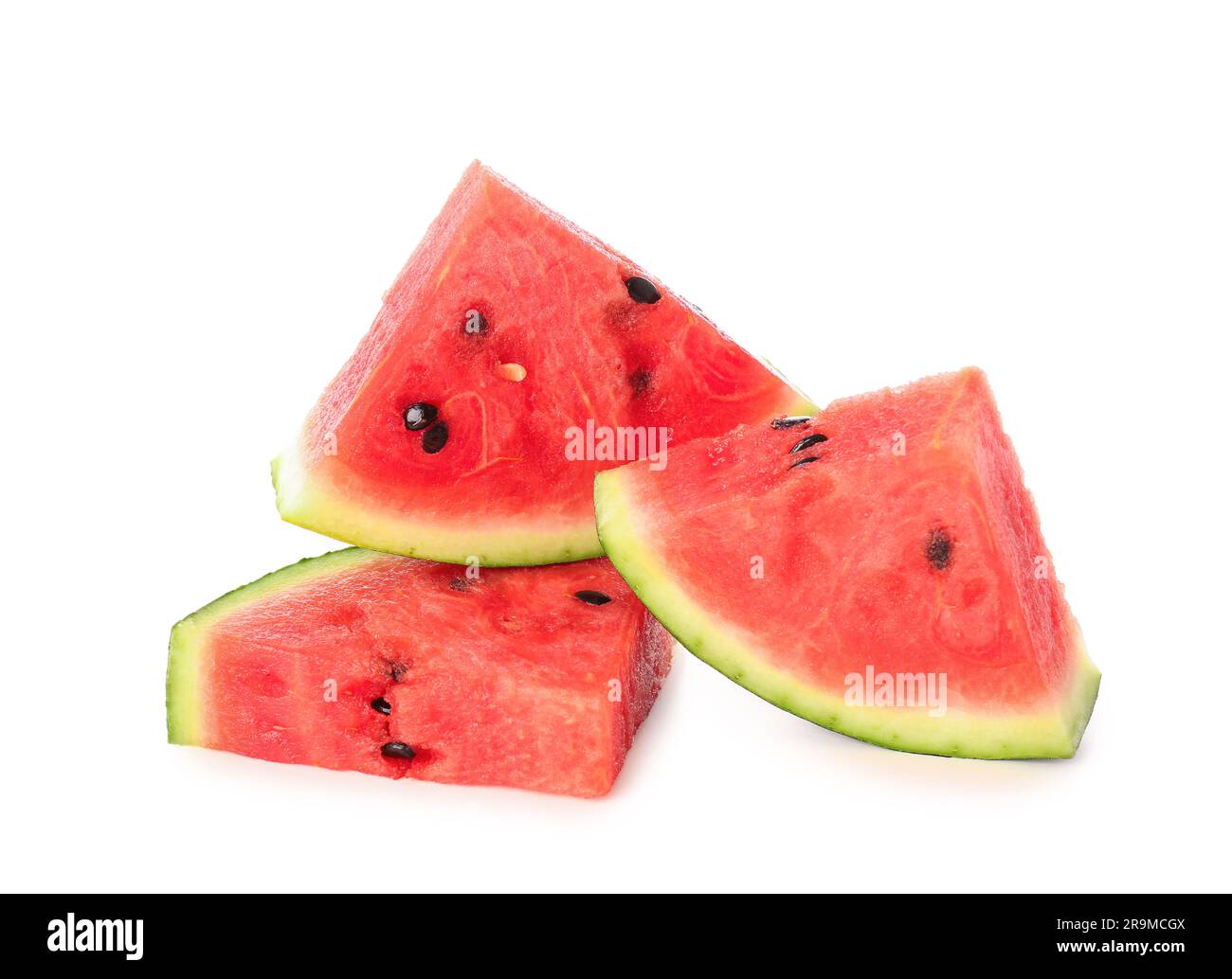 Pieces of fresh watermelon on white background Stock Photo - Alamy