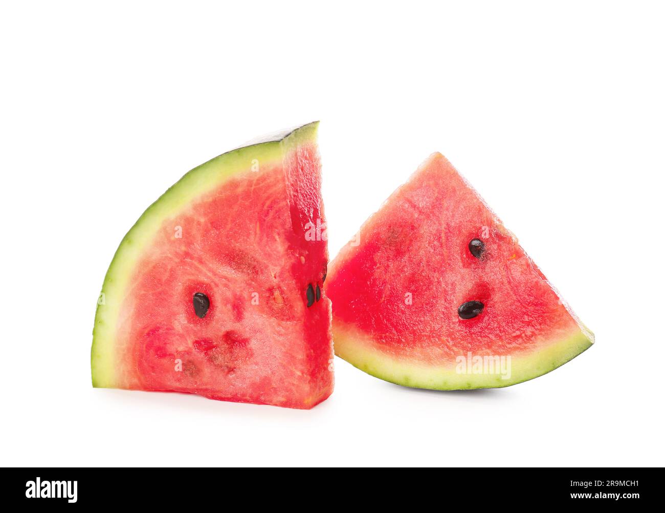 Pieces of fresh watermelon on white background Stock Photo - Alamy