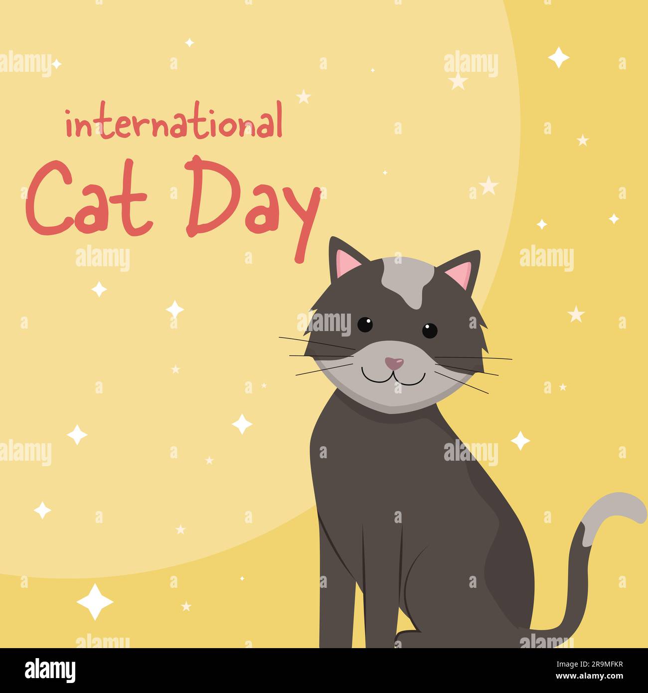 flat design vector international cat day illustration Stock Vector