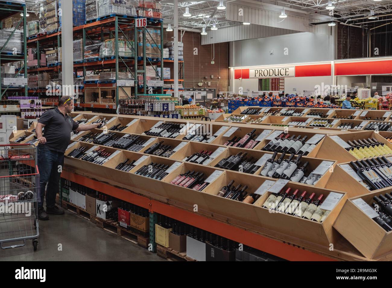 Customers seen shopping at Costco. The photo provide a visual glimpse