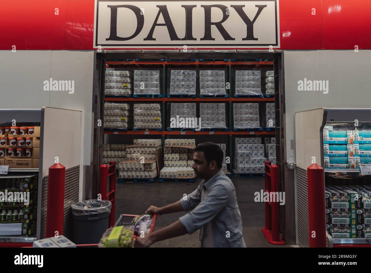 Customers seen shopping at Costco. The photo provide a visual glimpse