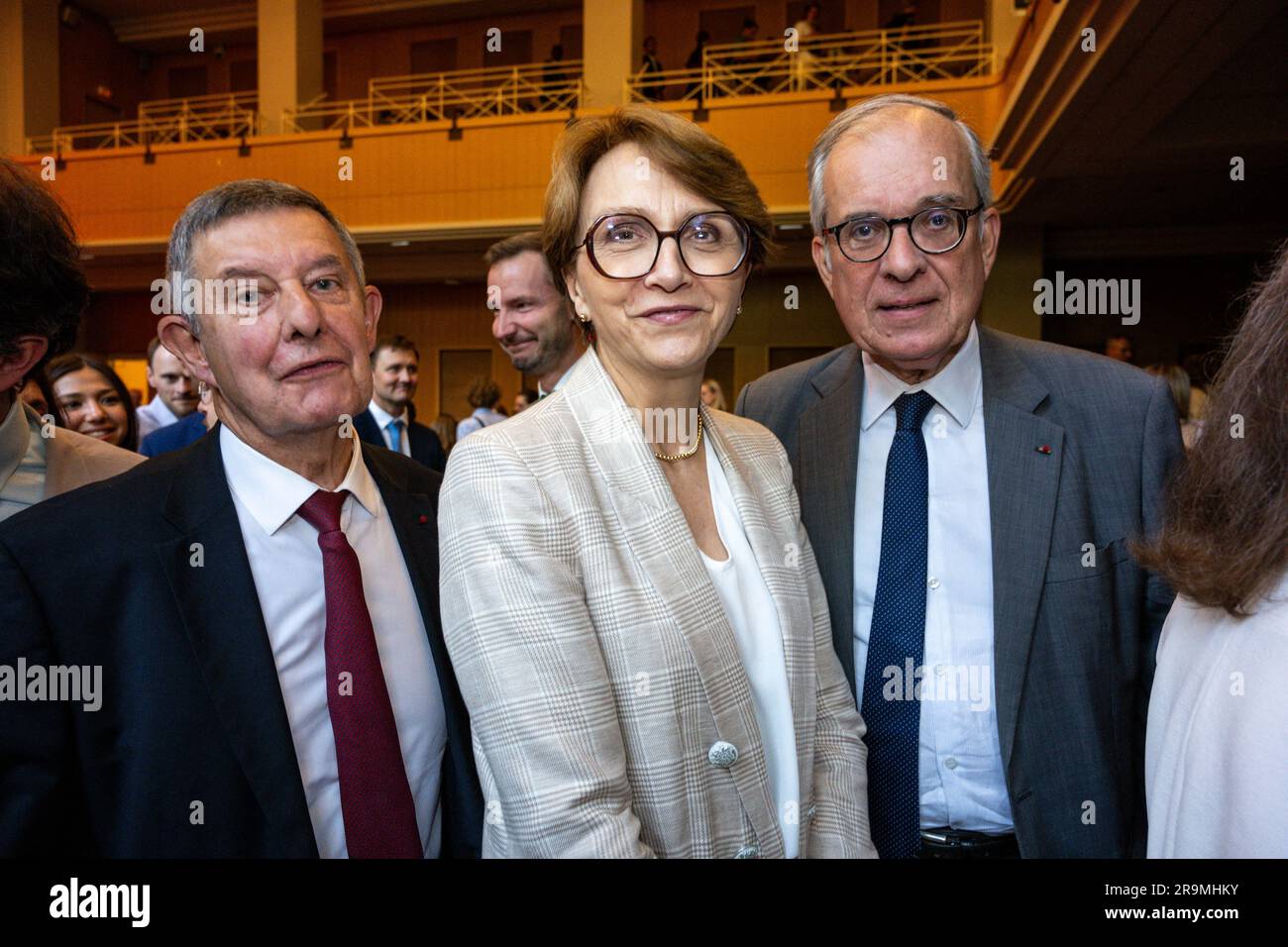 Paris, France. 27th June, 2023. Jean-Pierre Jouyet, a guest and French diplomat Maurice Gourdault-Montagne attends honorary doctorate ceremony at Sciences Po or Political Sciences Institute in Paris, France, on June 27, 2023. Photo by Ammar Abd Rabbo/ABACAPRESS.COM Credit: Abaca Press/Alamy Live News Stock Photo