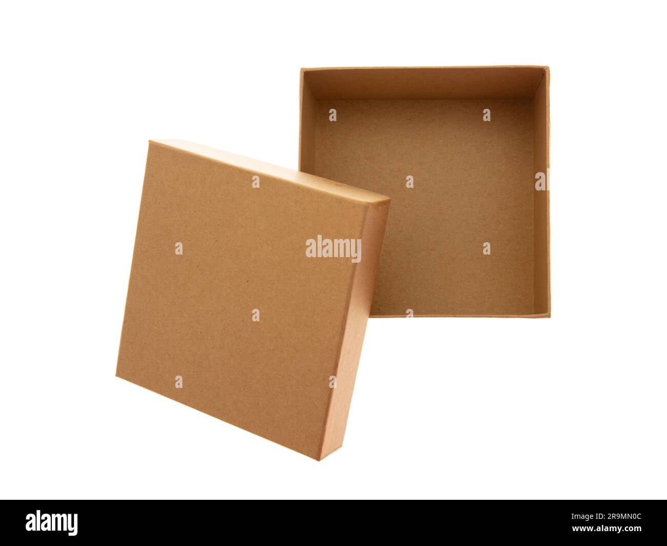 Gift box empty with open lid isolated white background, top view Stock