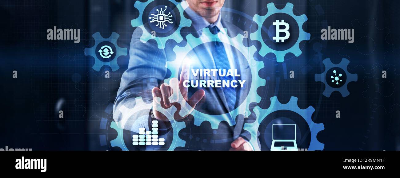 Virtual Currency Financial Technology Background Exchange Investment concept. Stock Photo