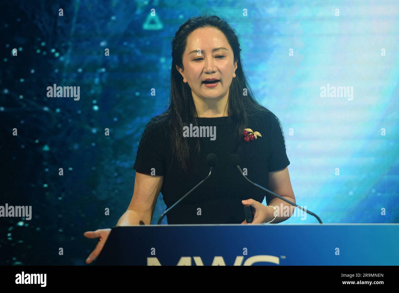 SHANGHAI, CHINA - JUNE 28, 2023 - Meng Wanzhou delivers a keynote speech at the 2023 Mobile World Congress in Shanghai, China, June 28, 2023. Meng Wan Stock Photo