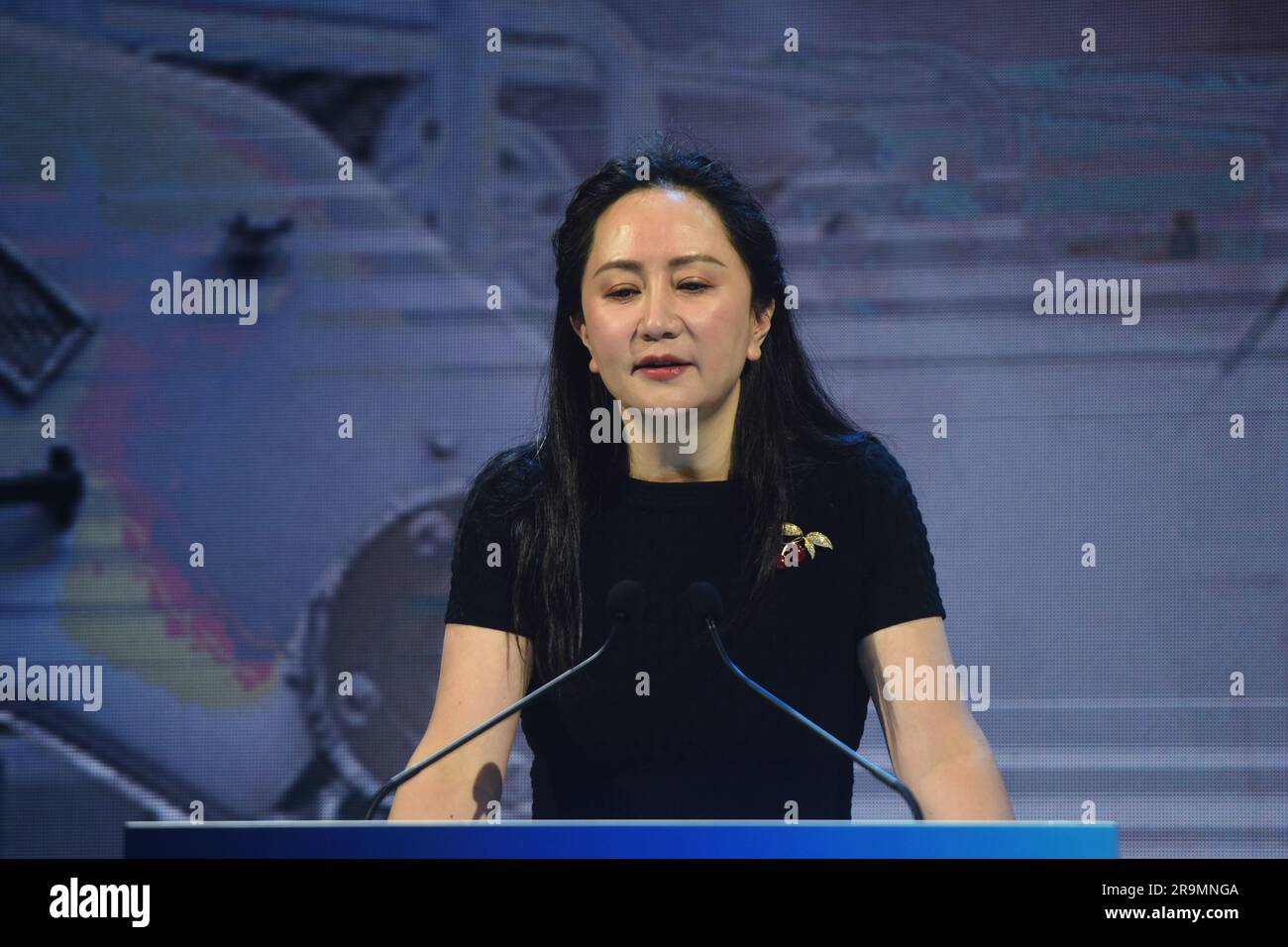 SHANGHAI, CHINA - JUNE 28, 2023 - Meng Wanzhou delivers a keynote speech at the 2023 Mobile World Congress in Shanghai, China, June 28, 2023. Meng Wan Stock Photo