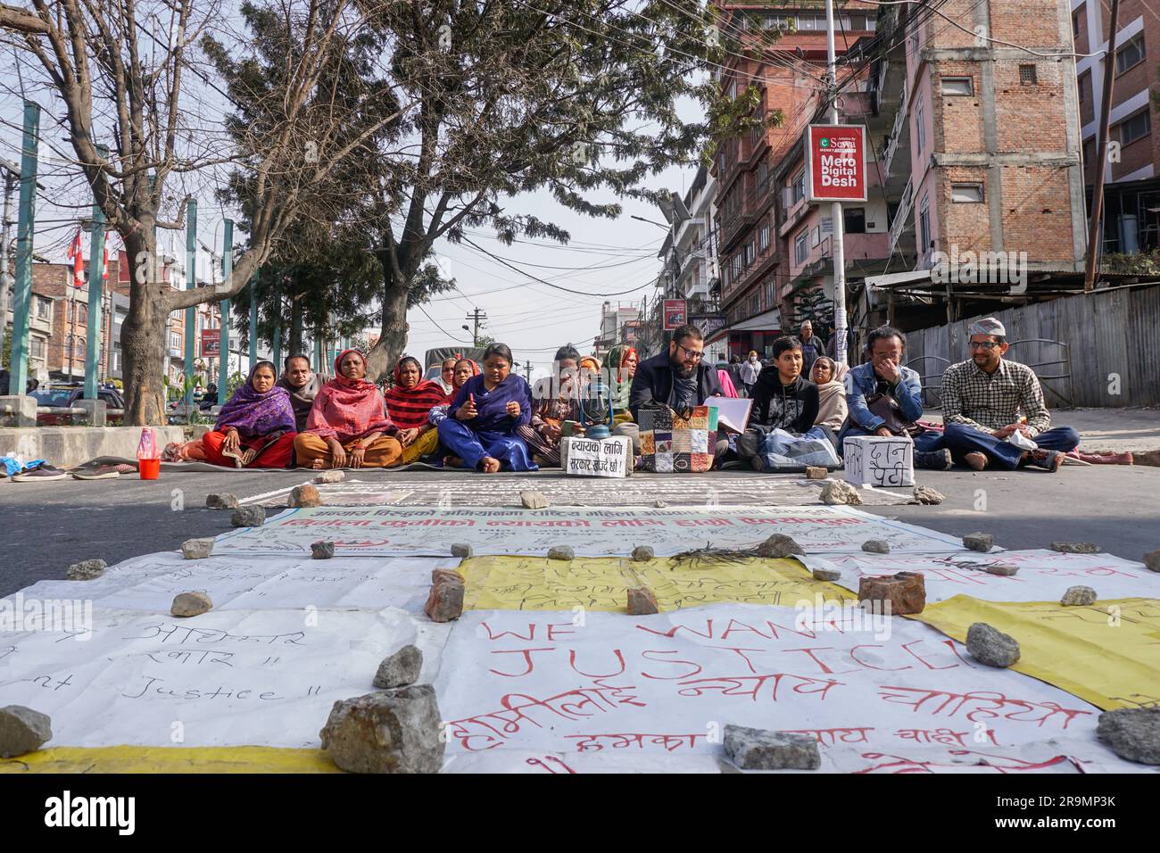 Women activists from Banke demand that the government investigate missing people and protest for women’s justice in Kathmandu, Bagmati province, Nepal on Feb. 5, 2023. (Yam Kumari Kandel/Global Press Journal) Stock Photo