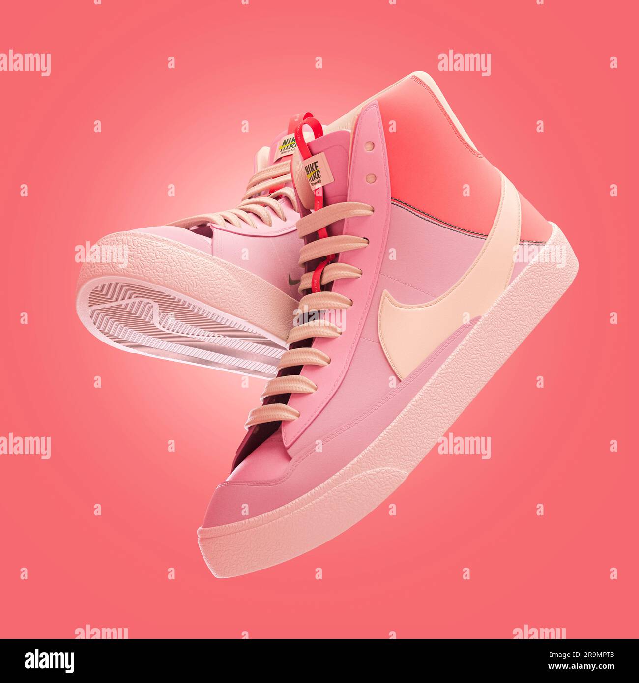 A 3D render of a pair of pink Nike Blazer Mid sneakers - April 02, 2023 in  Bristol, United Kingdom Stock Photo - Alamy