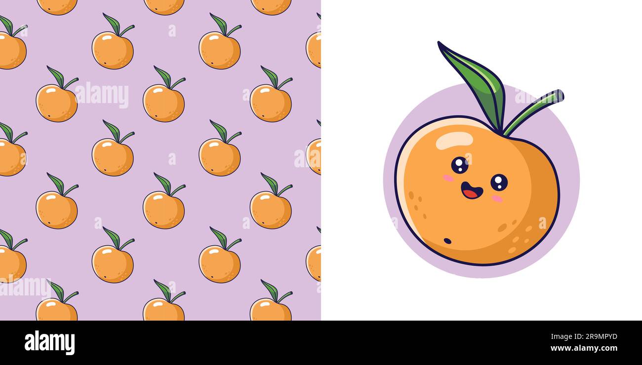 Hand drawn Mandarin in doodle style for designing baby clothes