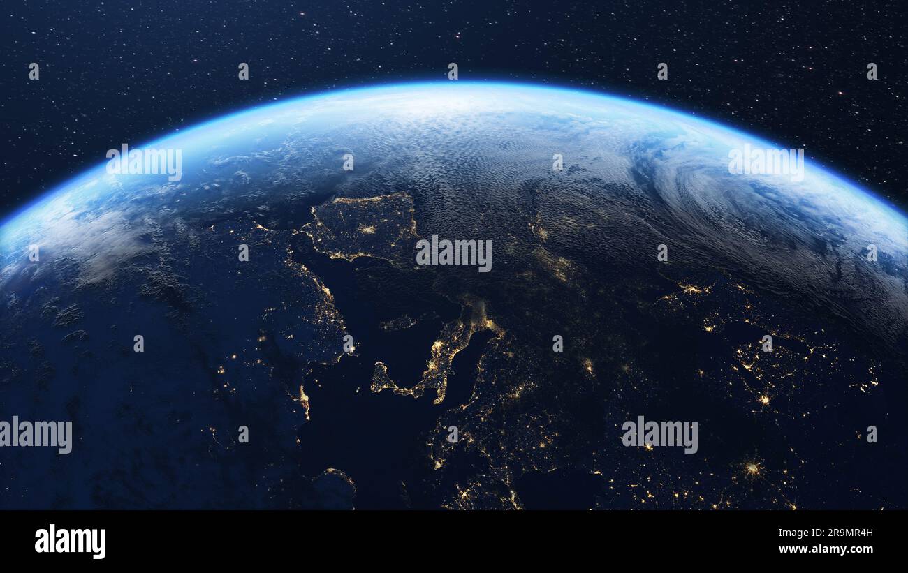 Planet earth and Europe seen from space Stock Photo - Alamy