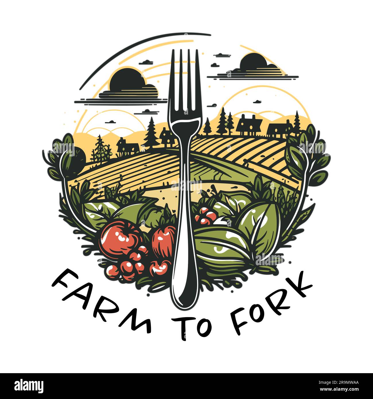 Farm to Fork vector illustration Stock Vector