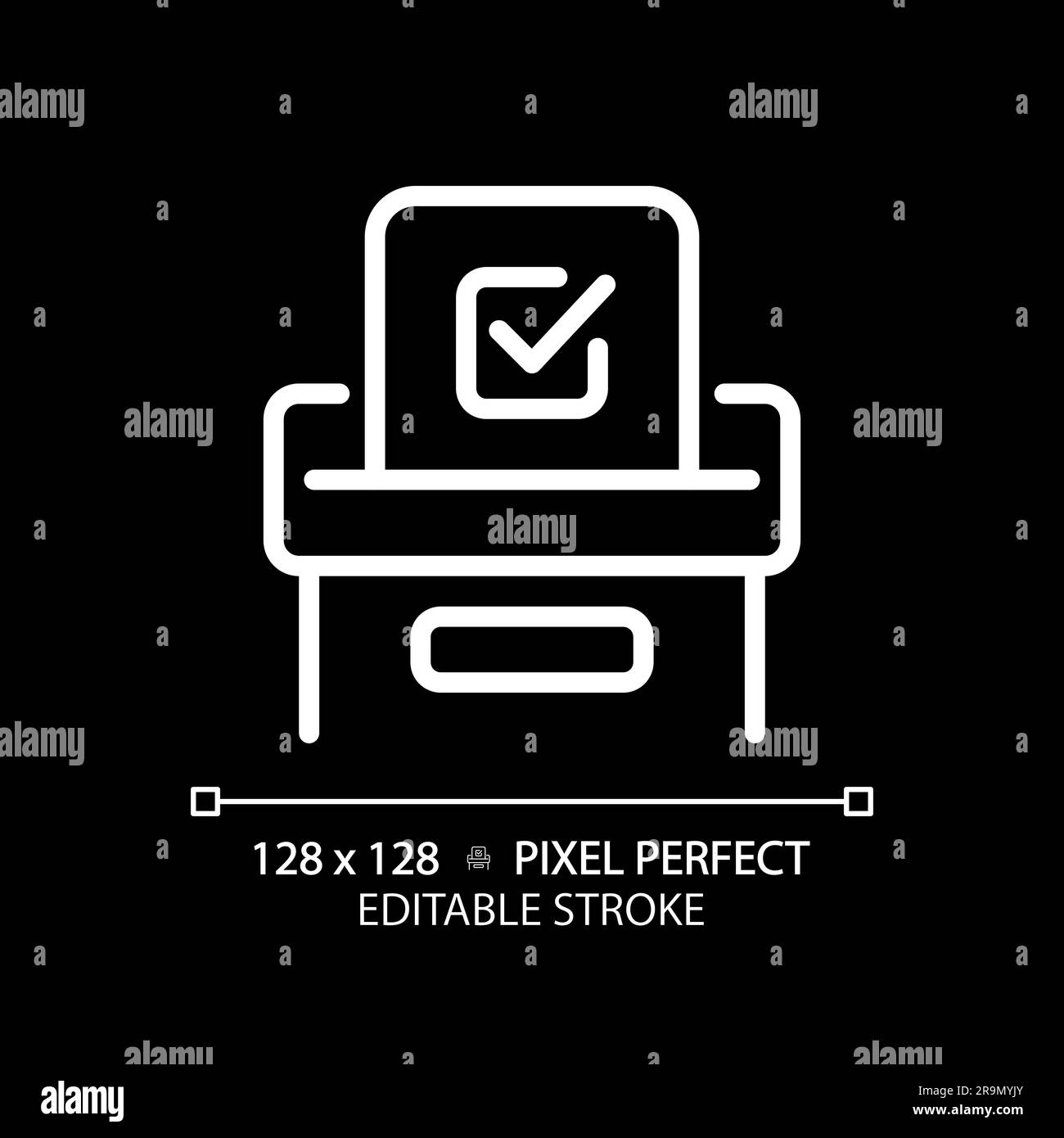 2D editable pixel perfect voting icon with checkmark Stock Vector
