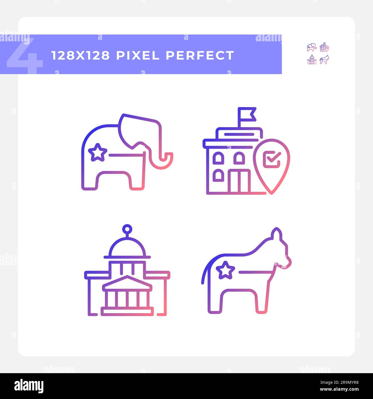 Pixel perfect gradient voting icons set Stock Vector