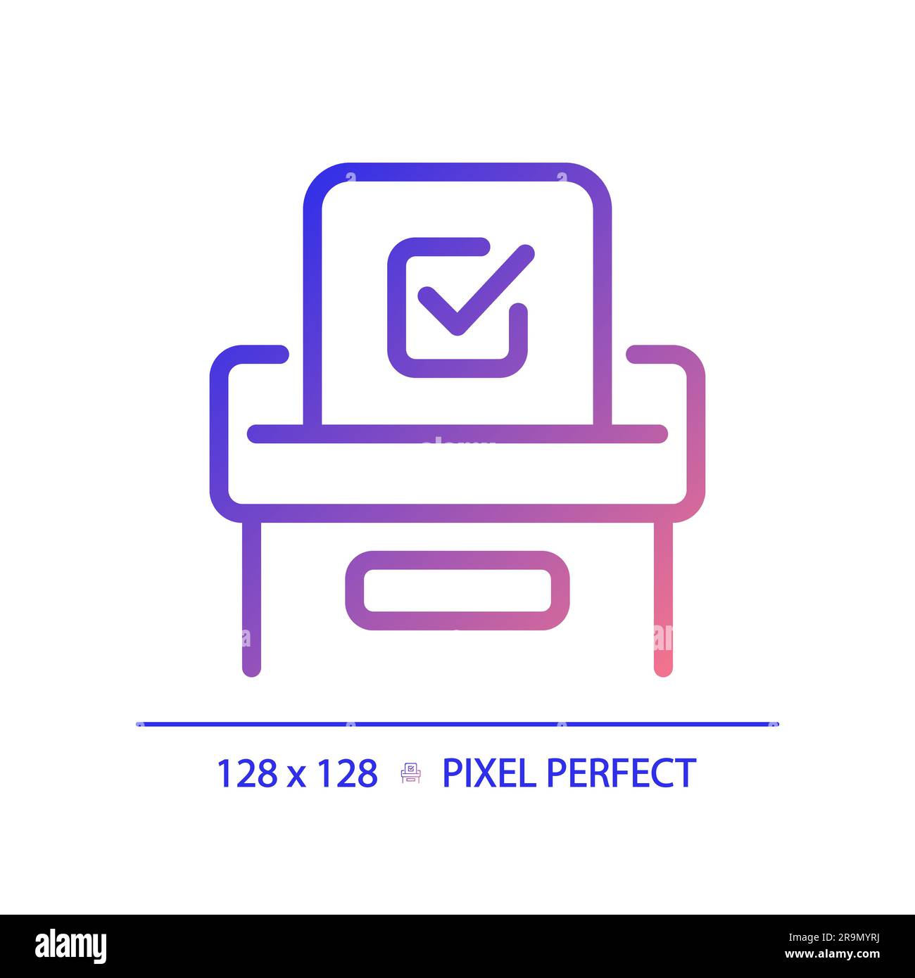 2D Pixel perfect gradient voting icon with checkmark Stock Vector