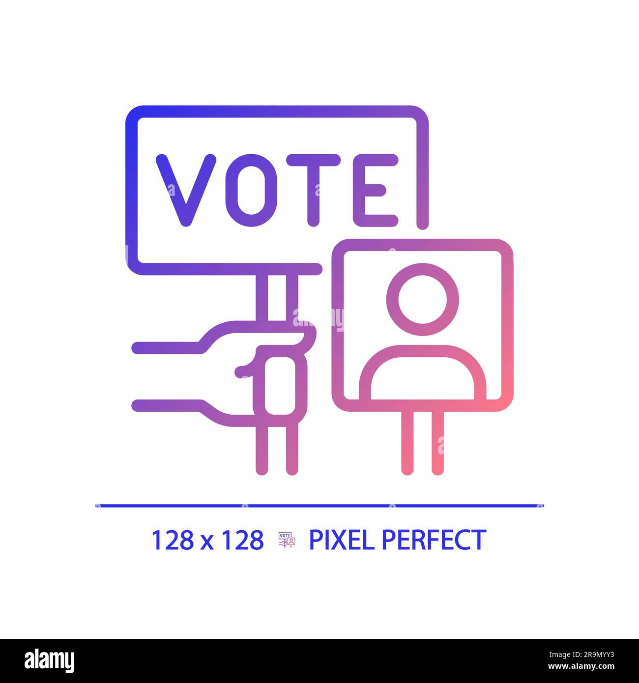 Pixel perfect gradient hand voting icon Stock Vector