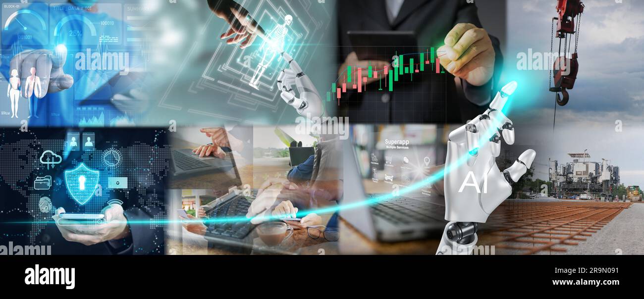 AI changes or transforms our world concept. Benefits and advantages of