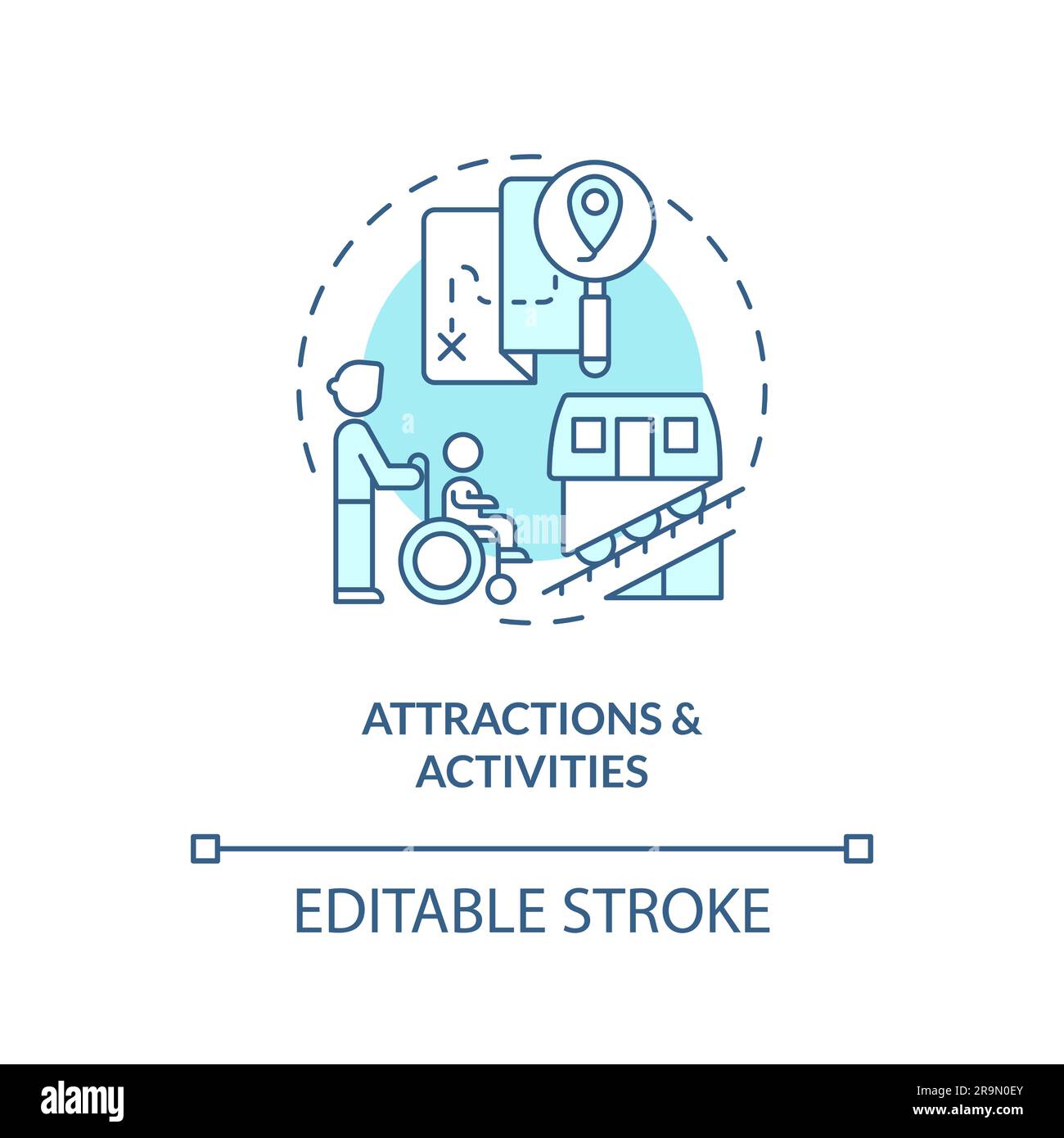 Attractions and activities turquoise concept icon Stock Vector