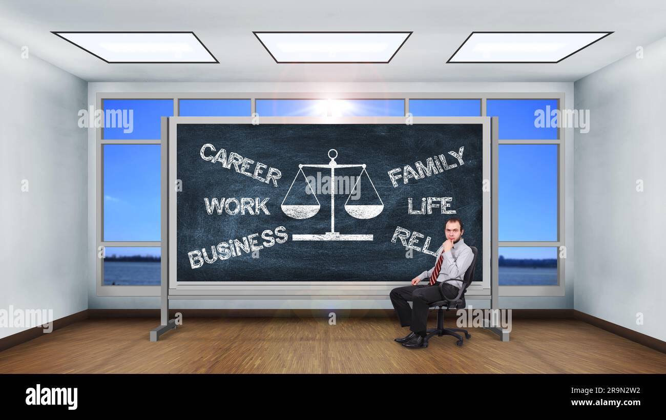 Drawing choose between career and family concept on chalk board Stock Photo