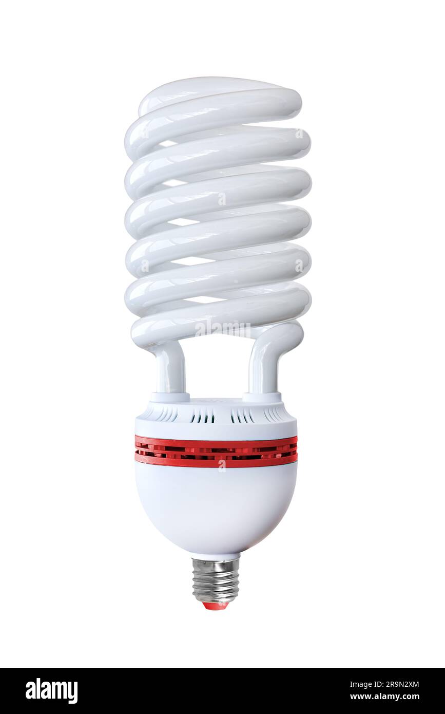 Energy saving fluorescent light bulb on a white background Stock Photo ...