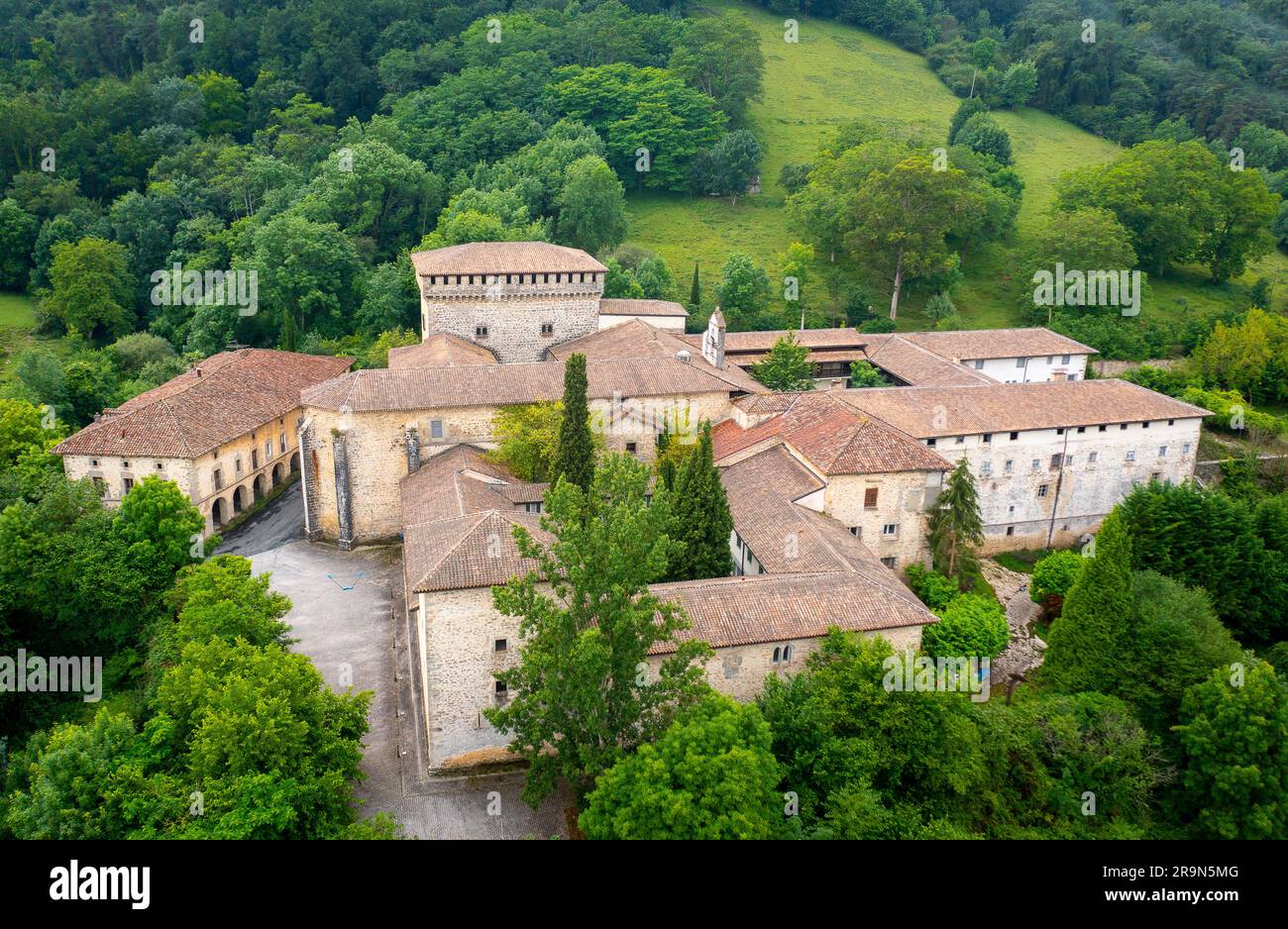 The Quejana Complex of Historical Monument. Ayala Palace. Overview. Set in a convent, church and chapel. Basque Country, Spain Stock Photo