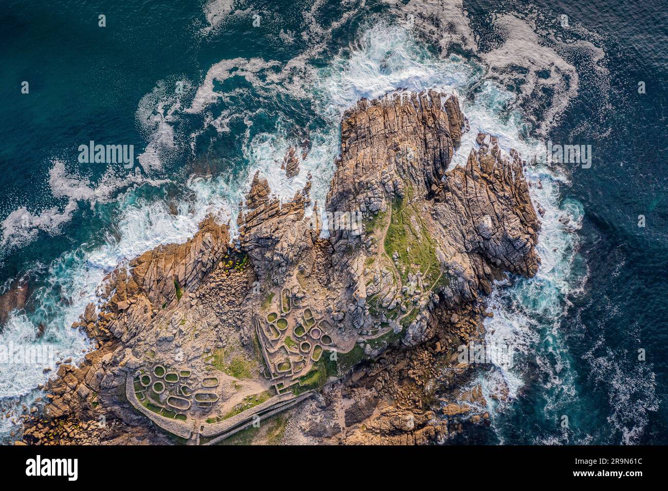 Castro de Barona, Celtic settlement -1st century BC, Porto do Son, La Coruna province, Region of Galicia, Spain Stock Photo