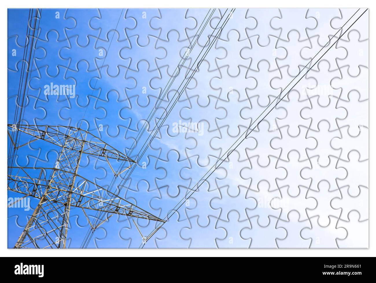Power tower and transmission lines concept image in jigsaw puzzle