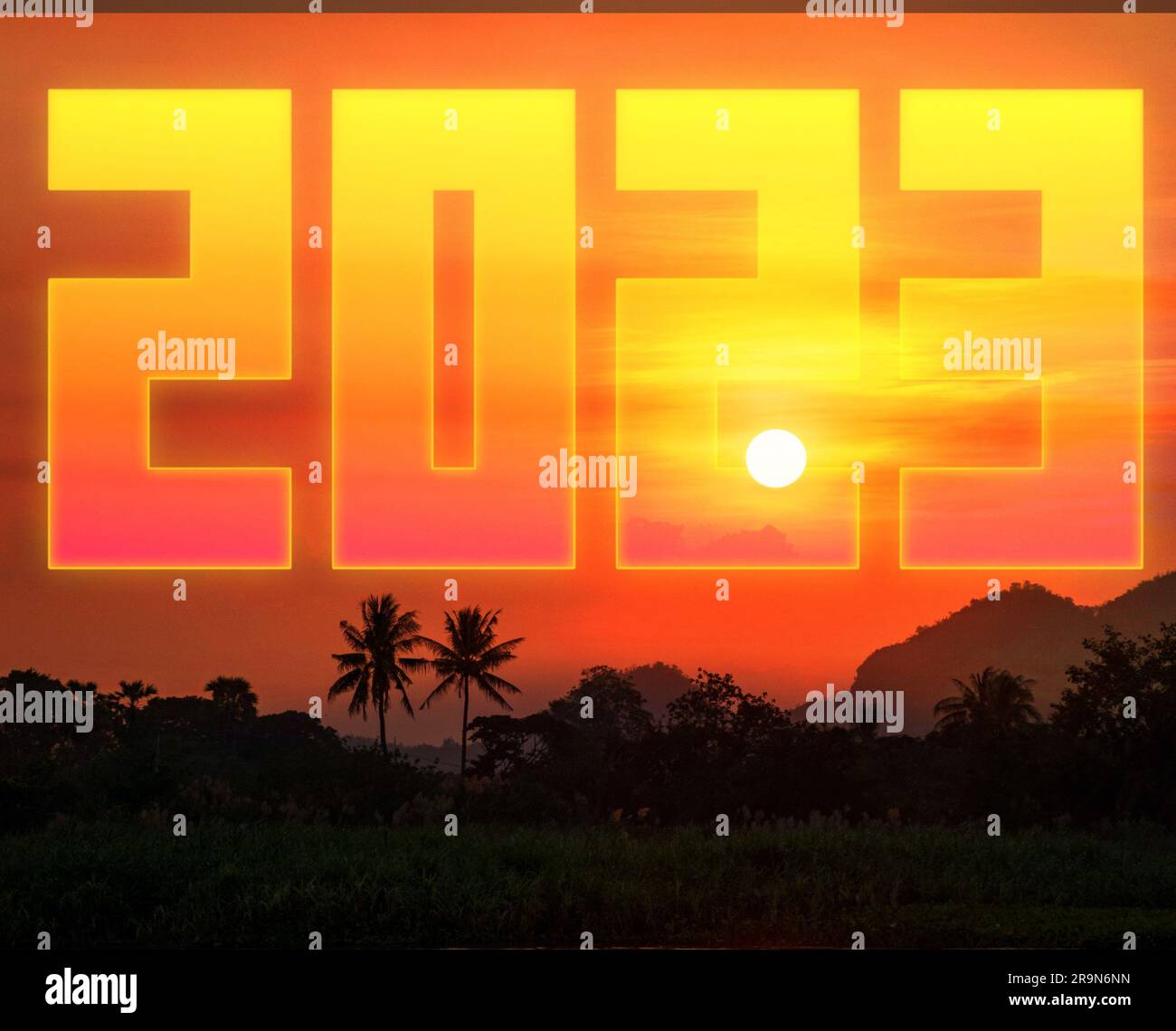 2023 wallpaper, sunset, sunrise, end of 2023 wallpaper Stock Photo Alamy