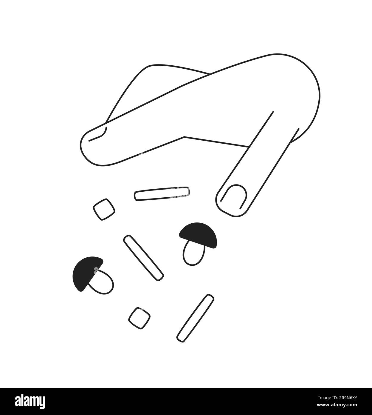 Hand pour vegetables semi flat monochrome flat vector object Stock Vector