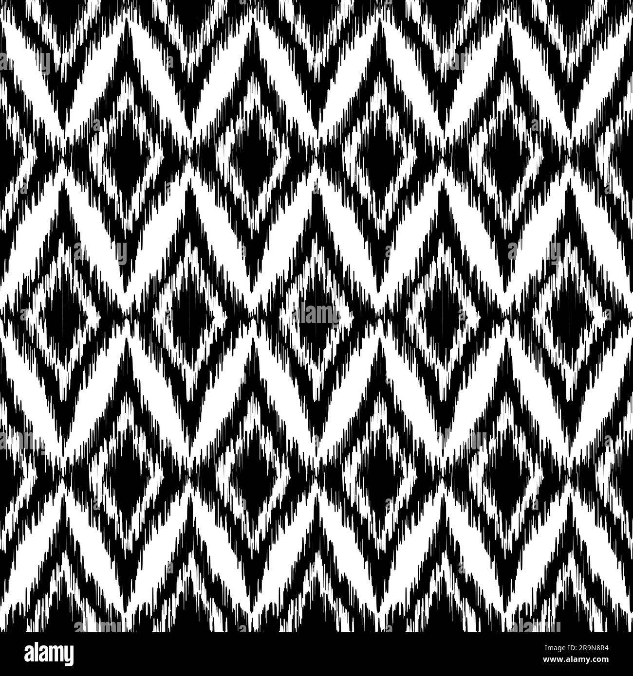 Vector seamless black and white geometric ikat ethnic pattern Stock ...
