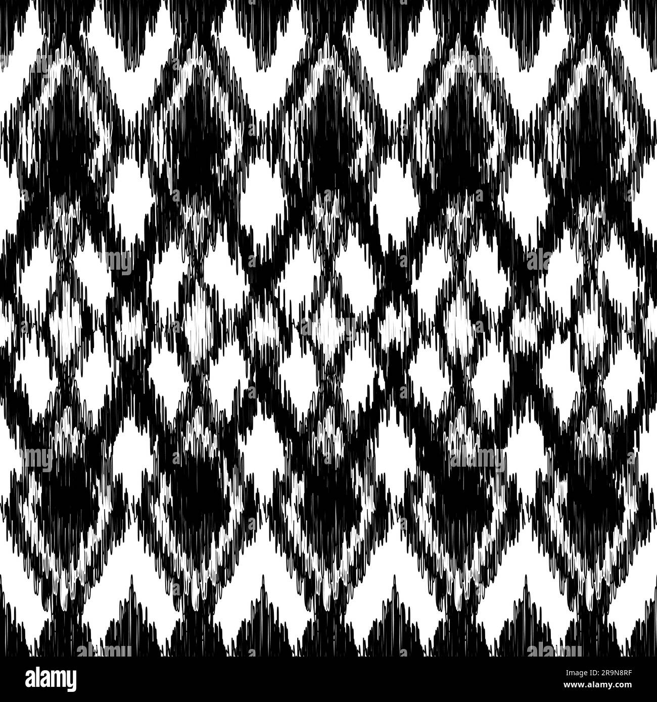 Vector seamless black and white geometric ikat ethnic pattern Stock ...