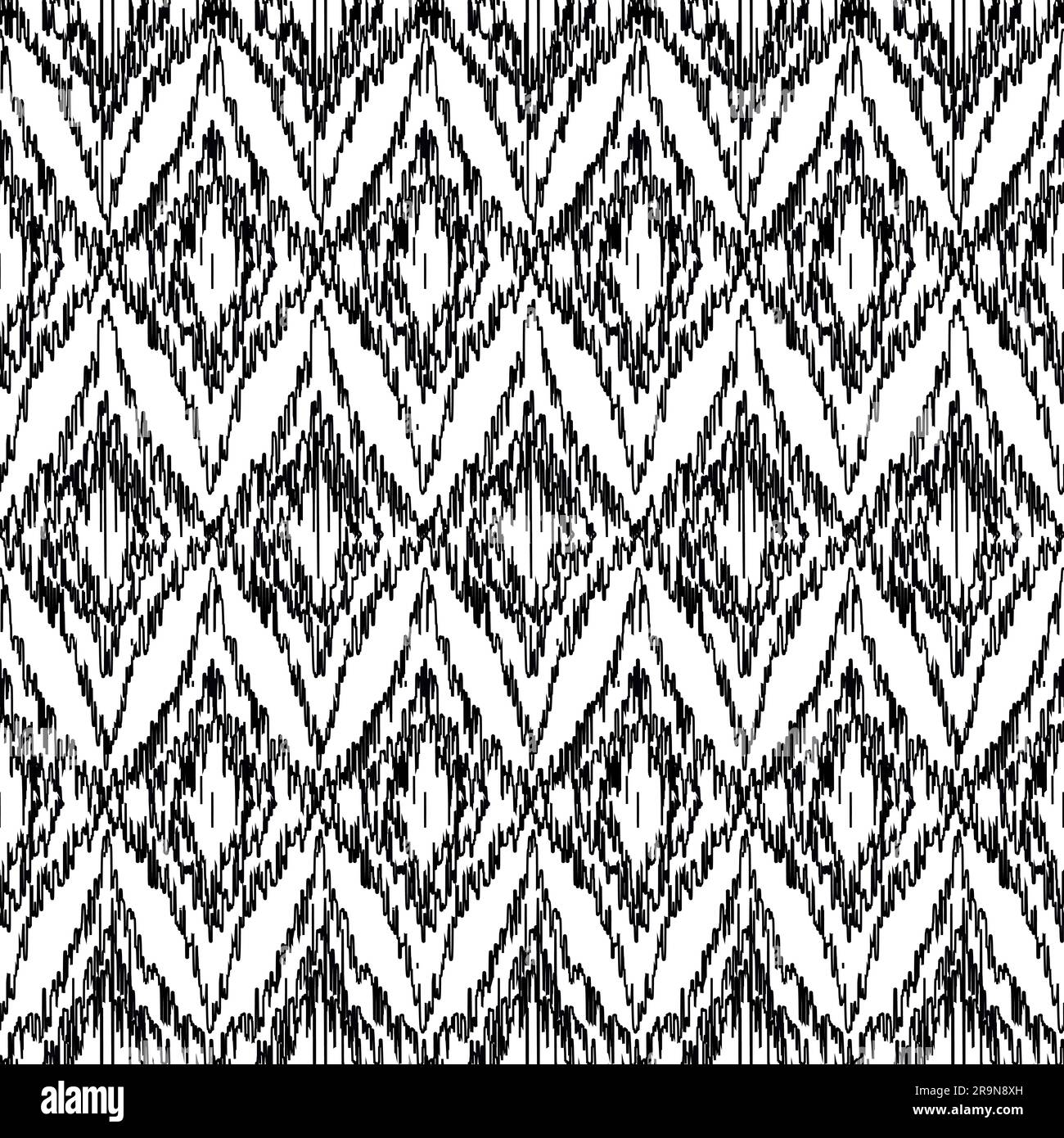 Vector seamless black and white geometric ikat ethnic pattern Stock ...