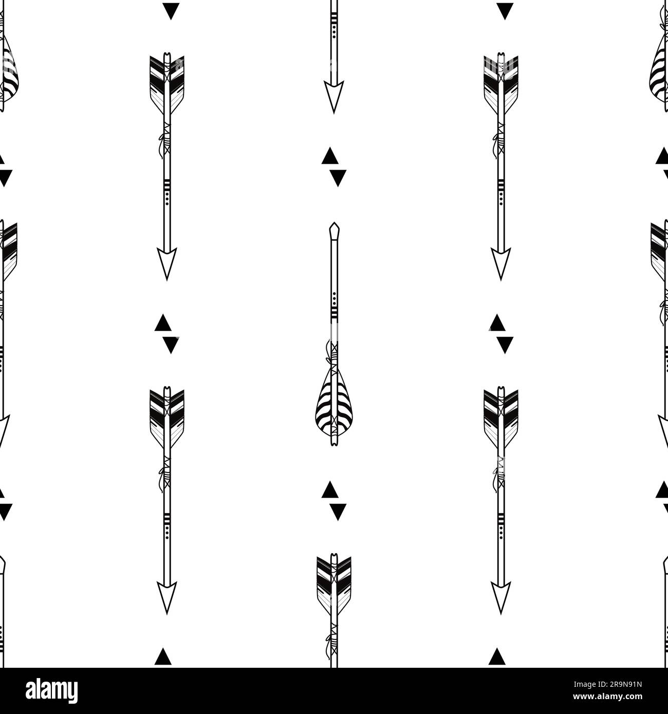 Vector seamless pattern with tribal arrows and triangles. Boho style Stock Vector
