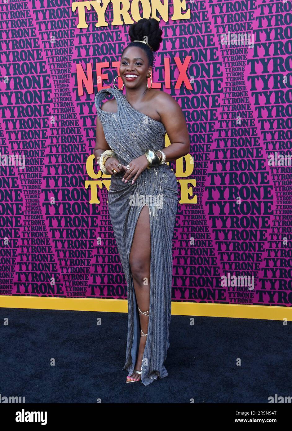 Los Angeles, United States. 27th June, 2023. Cast member Teyonah Parris attends the premiere of the sci-fi comedy thriller 'They Cloned Tyrone' at Hollywood Post 43 - American Legion in Los Angeles on Tuesday, June 27, 2023. Storyline: A pulpy, sci-fi mystery caper in which an unlikely trio investigates a series of eerie events, alerting them to a nefarious conspiracy lurking directly beneath their hood. Photo by Jim Ruymen/UPI Credit: UPI/Alamy Live News Stock Photo