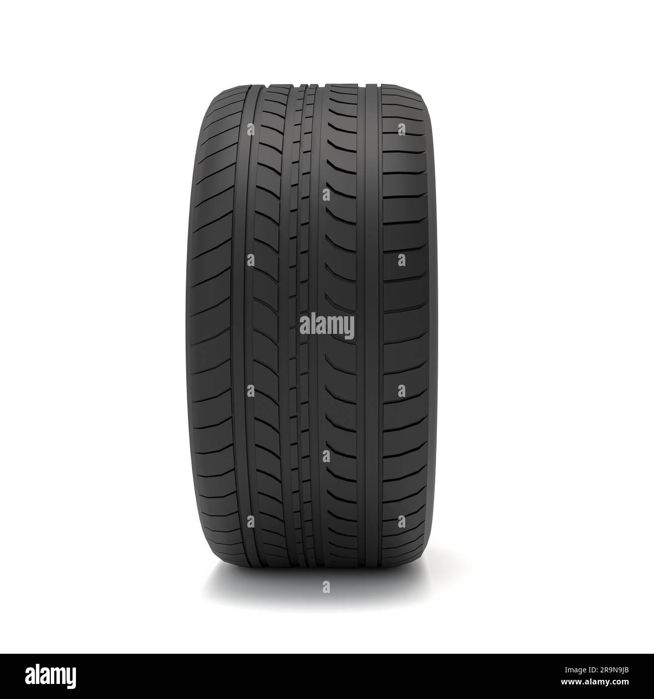 Aluminum wheel car tires on white background ,3D illustration Stock