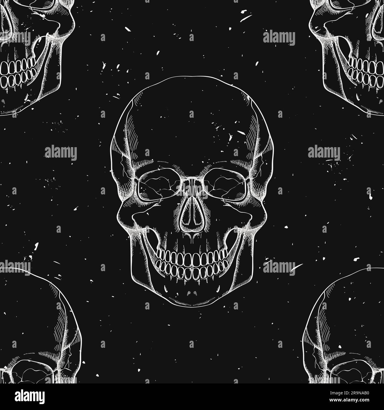 Vector grunge seamless pattern with human skulls Stock Vector Image ...