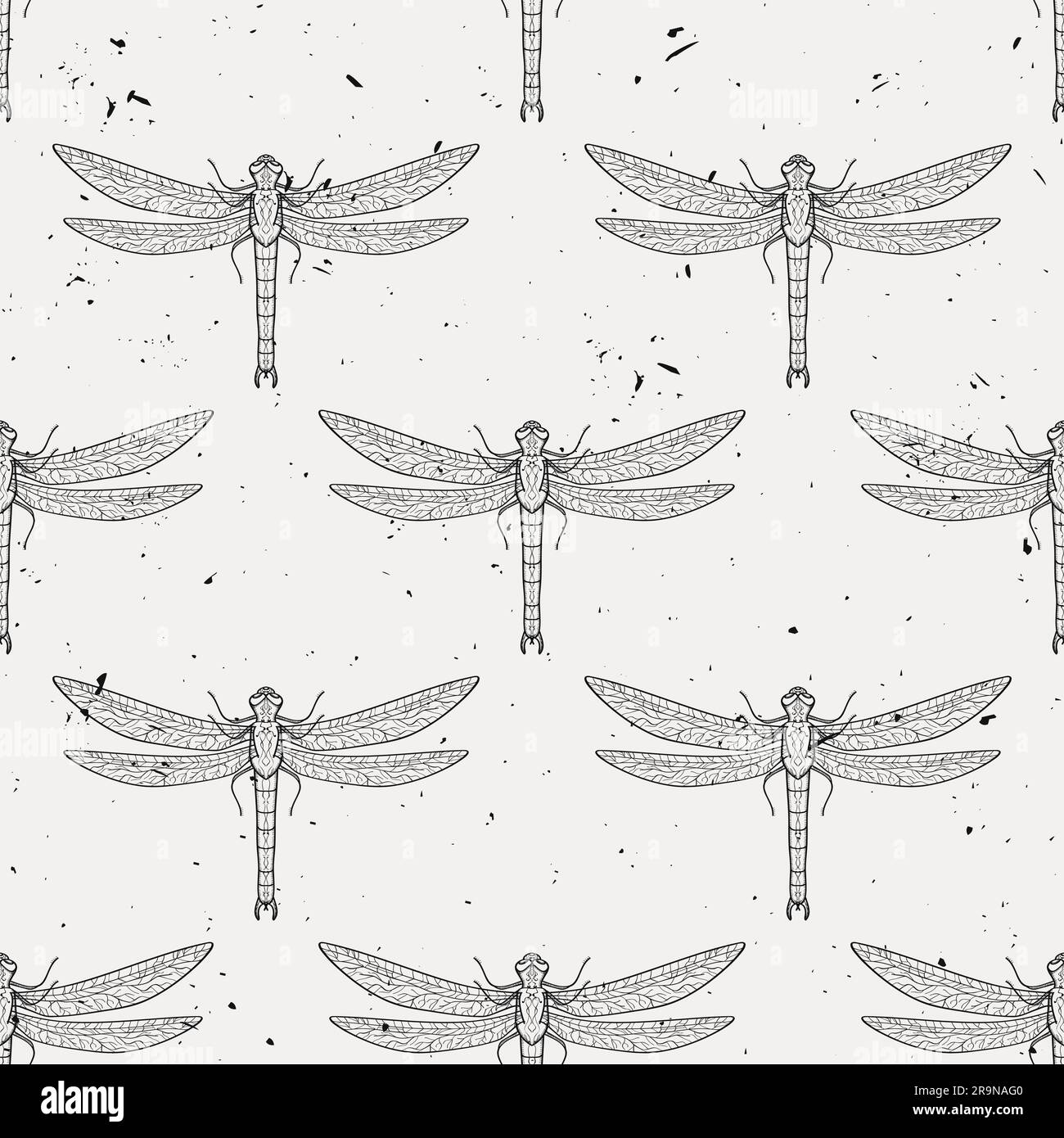 Vector grunge seamless pattern with dragonflies Stock Vector Image ...