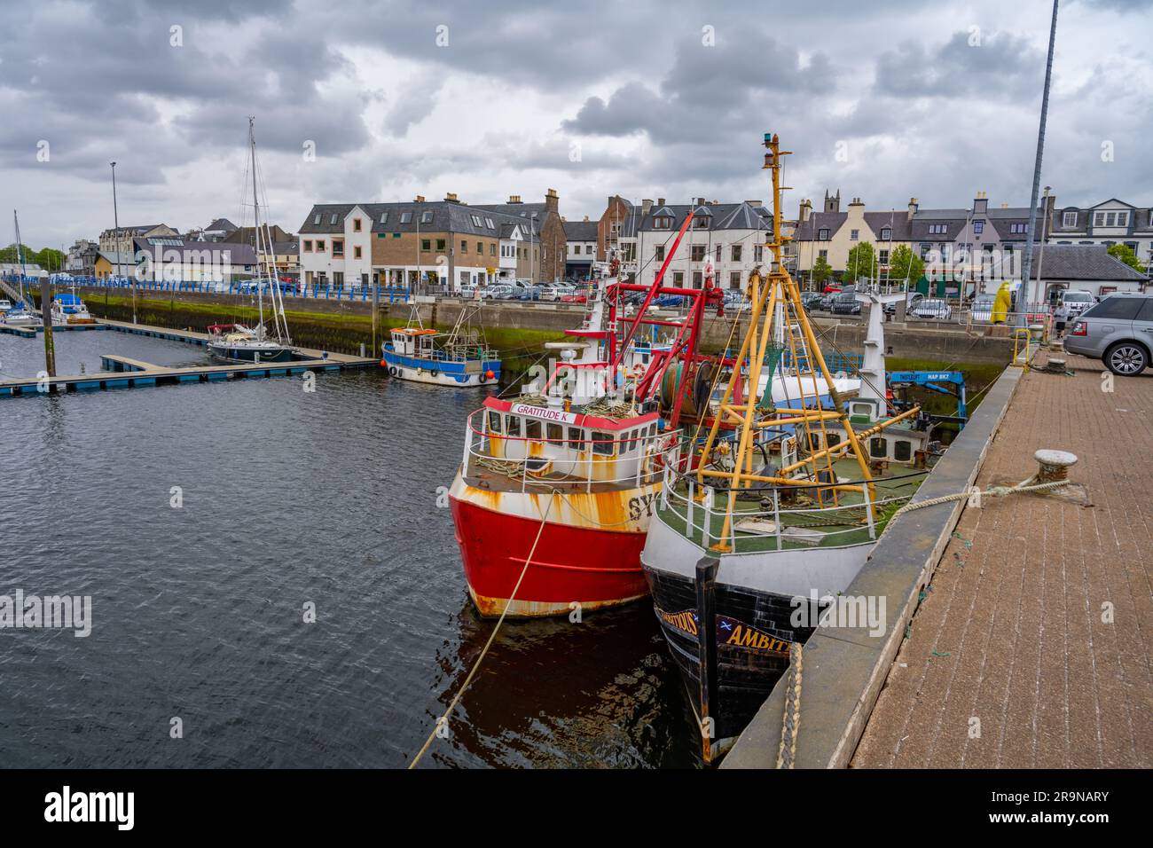 Fishing boats in the harbour of Stornoway. Stock Photo