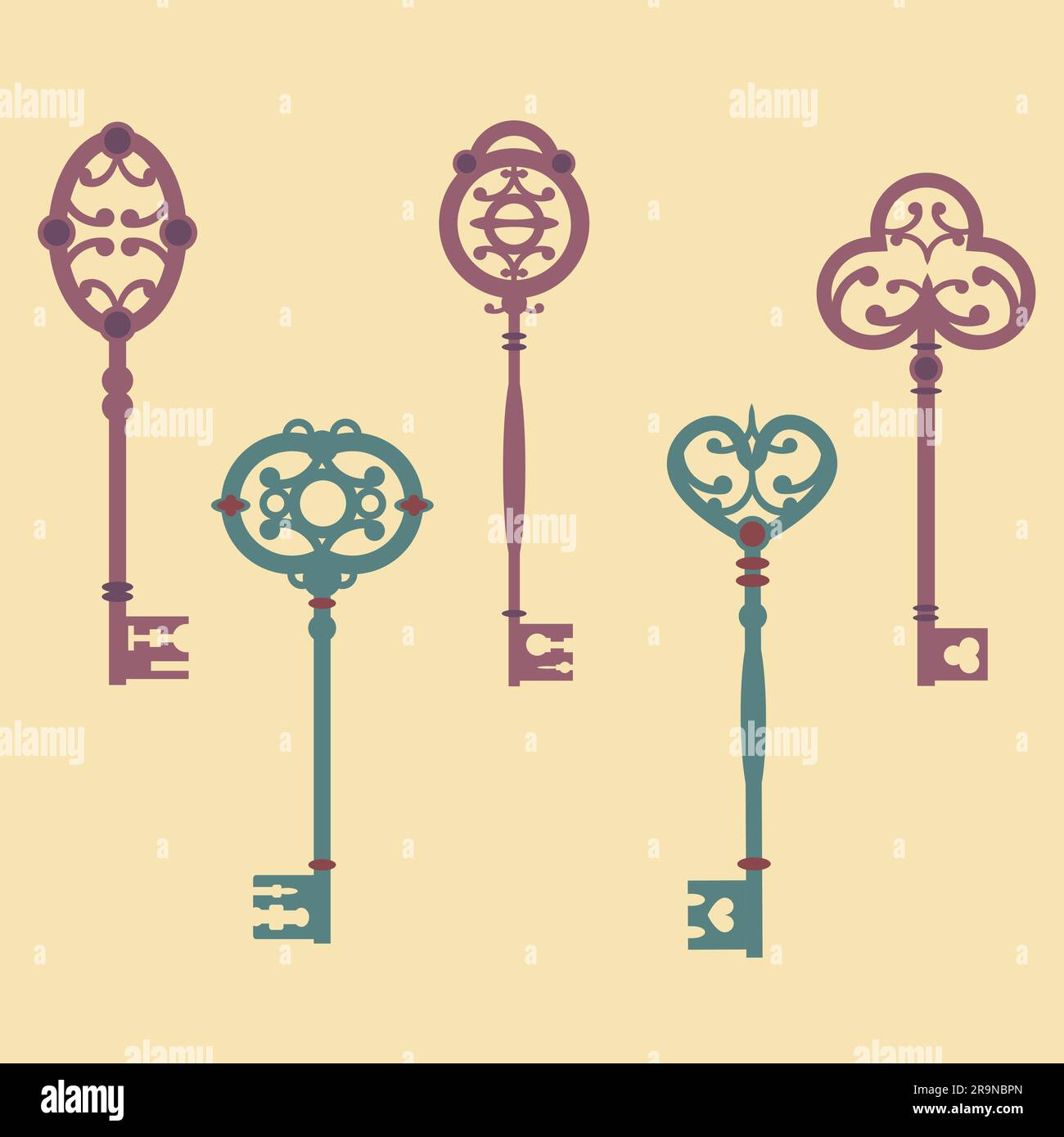 Vector set of cute vintage keys Stock Vector Image & Art Alamy
