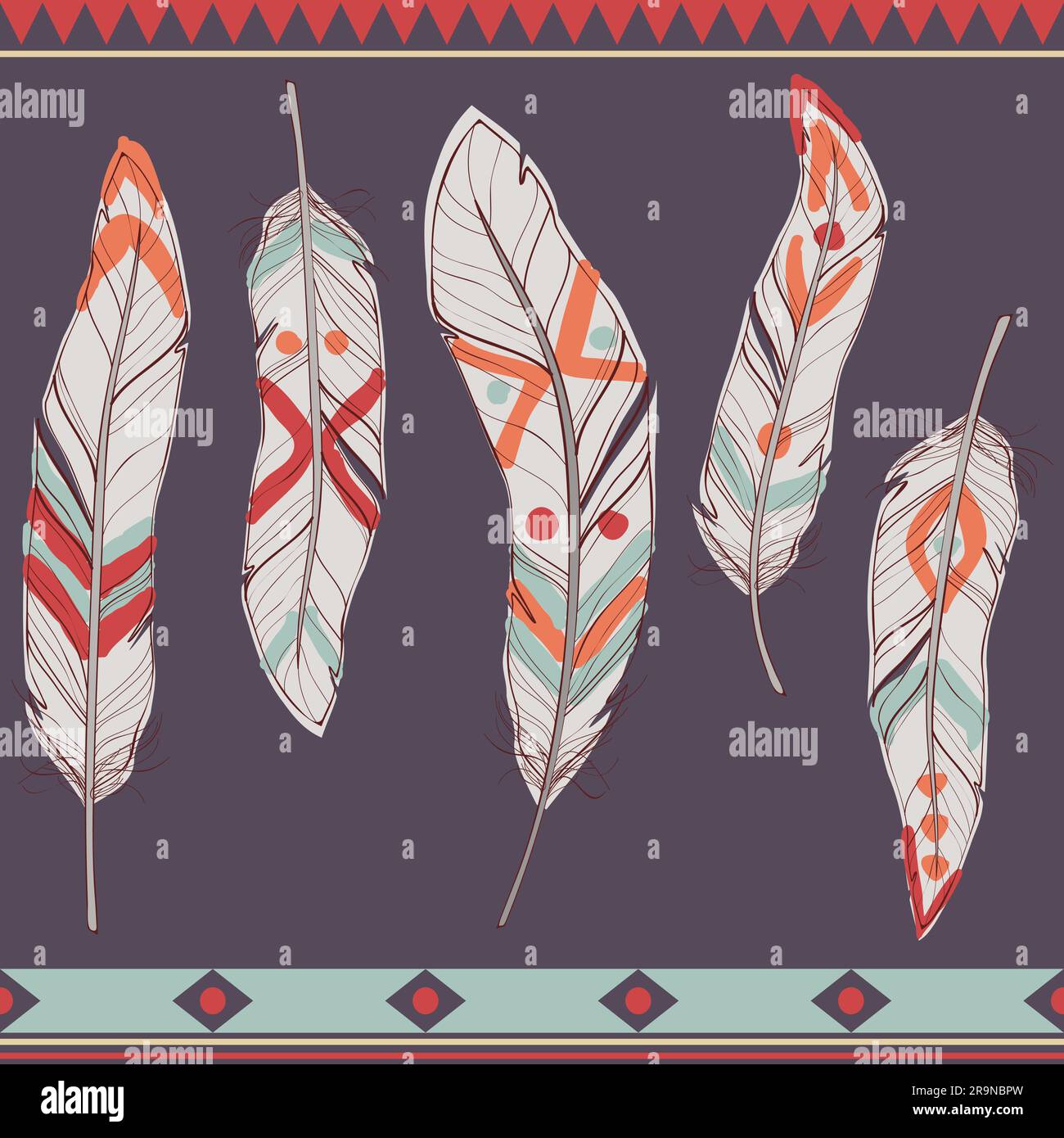 Vector colorful set of ethnic decorative feathers Stock Vector Image ...