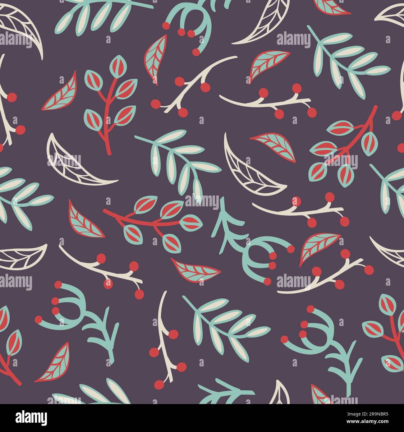 Vector seamless pattern with leaves, branches, laurels Stock Vector