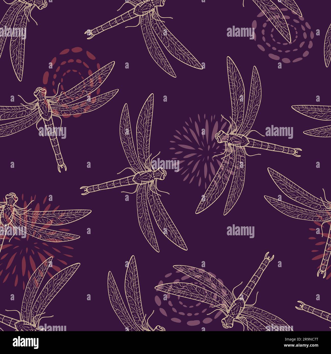 Vector colorful seamless pattern with dragonfly Stock Vector