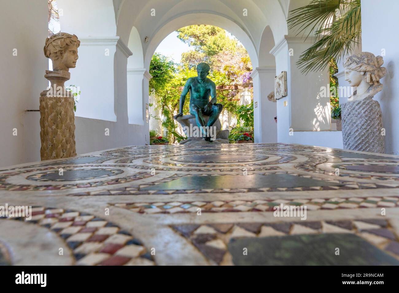 Bronze Statue of a Seated Hermes at Axel Munthe's Villa San Michele, Anacapri, Campania, Italy, South West Europe Stock Photo